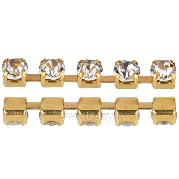 Стразовая цепь 1,7 мм  Crystal\gold