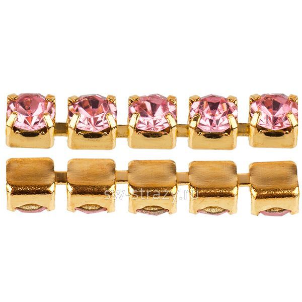 Стразовая цепь 2 мм  Light rose\gold
